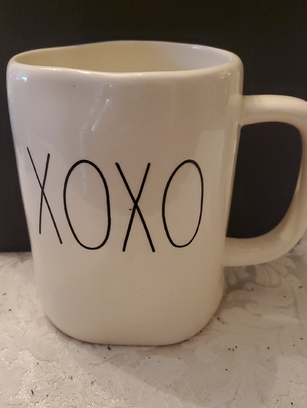 Rae Dunn XOXO Ceramic Mug in White and Black